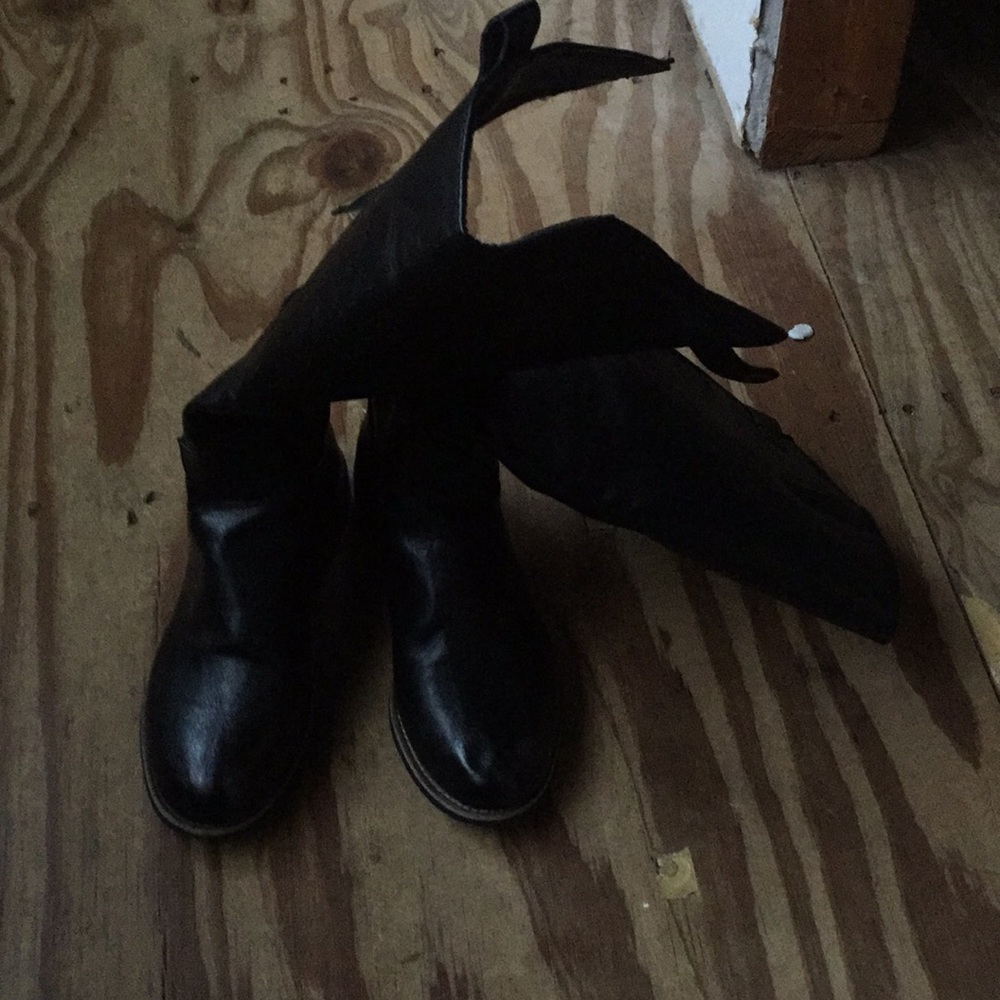 Black faux leather riding boots